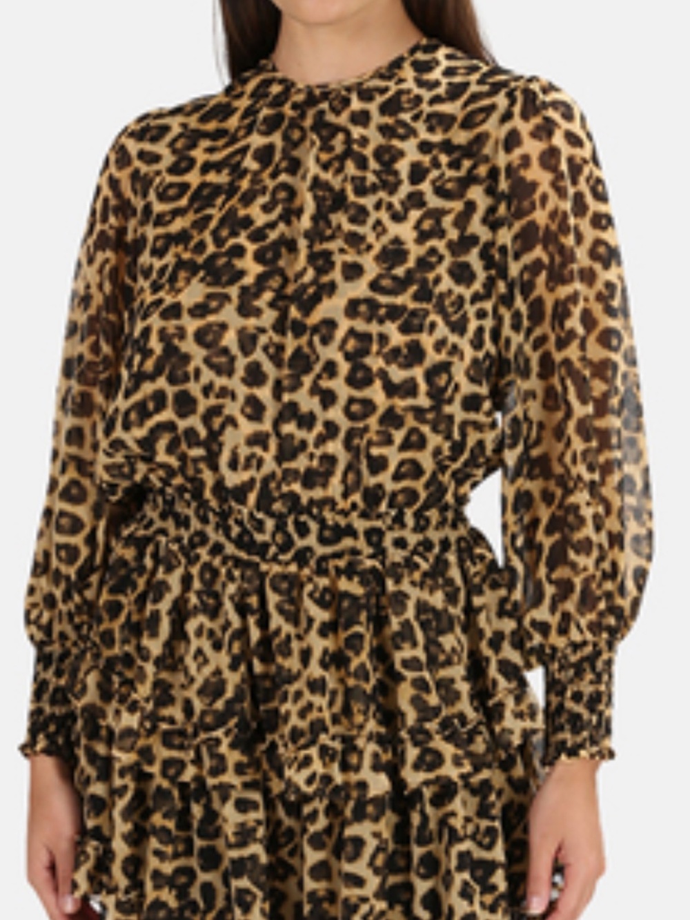 Buddy Love Black and Yellow Leopard Ruffle Hem dress